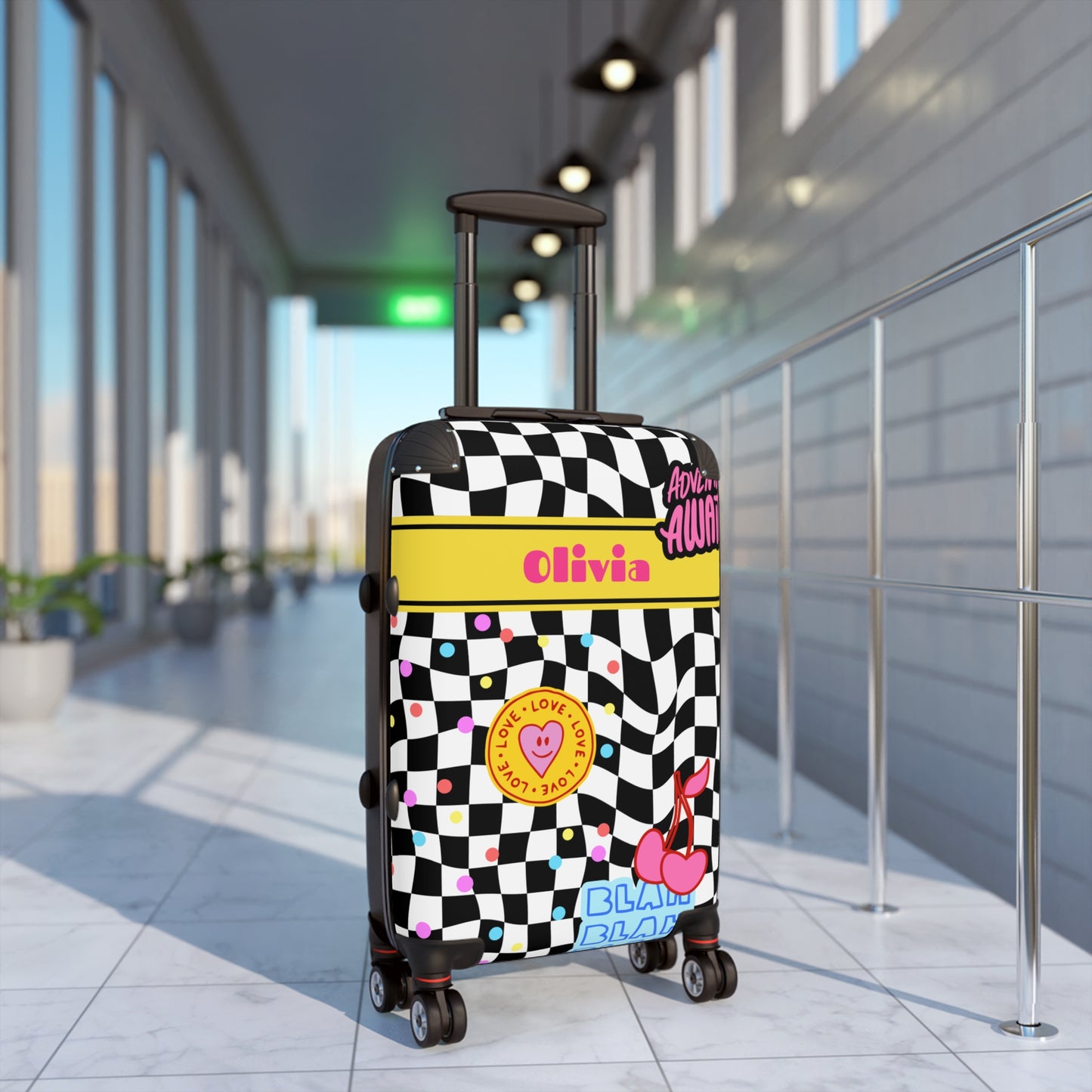 "Adventure awaits" personalized kids’ luggage